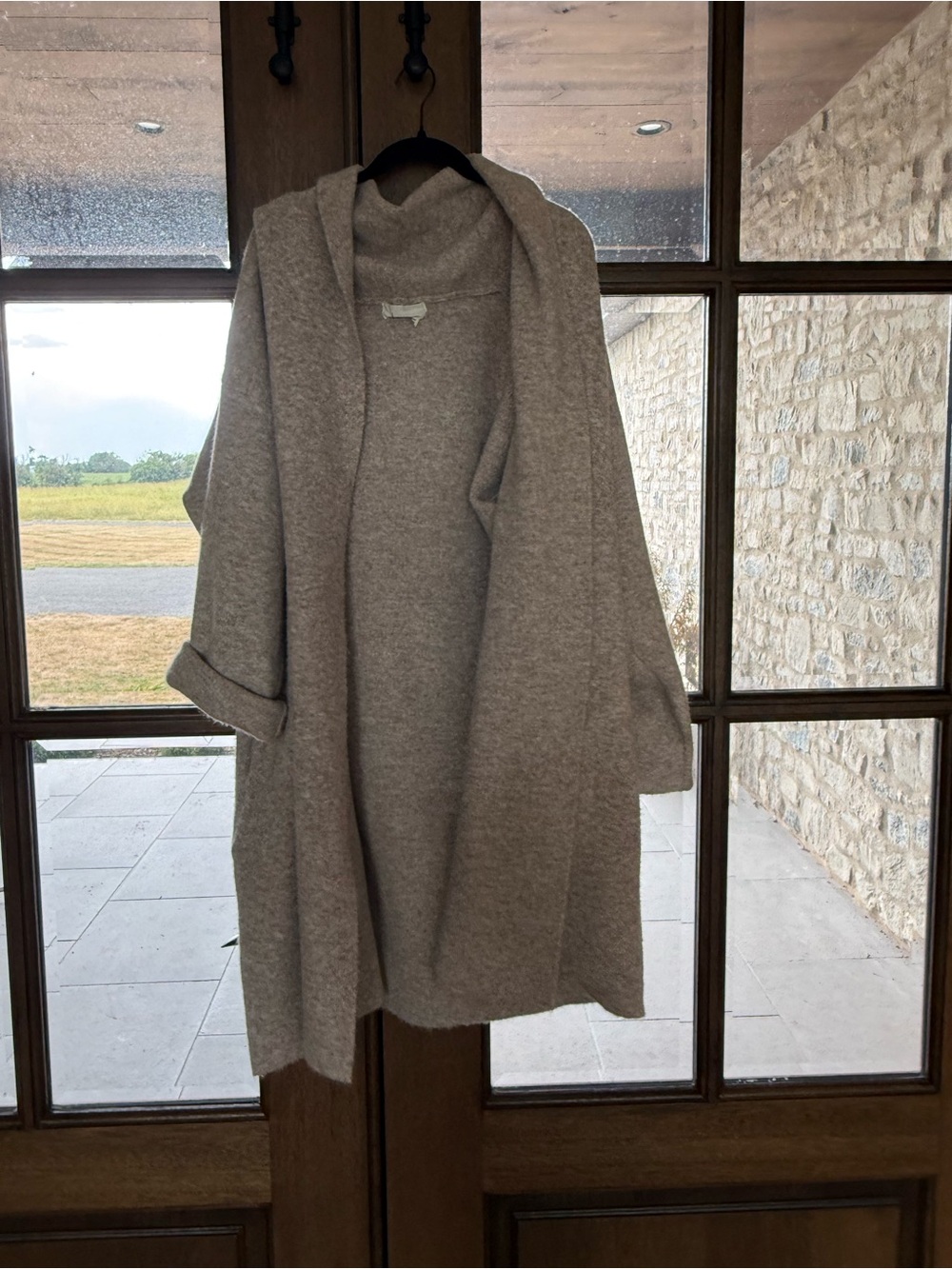 Anthropologie Hooded Open-Front Cardigan - Light Taupe